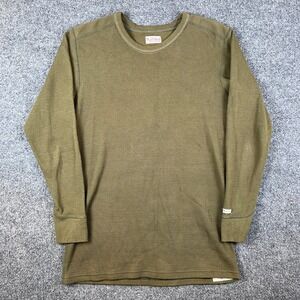 The Flat Head Shirt Mens 40 M Green Thermal Waffle Long Sleeve Made in Japan